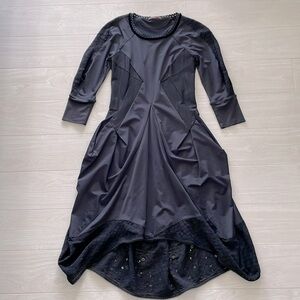 High Tech Black Stretch Nylon Midi Dress
